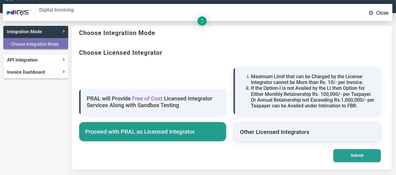 Integration with FBR through PRAL - ezinvoice.pk