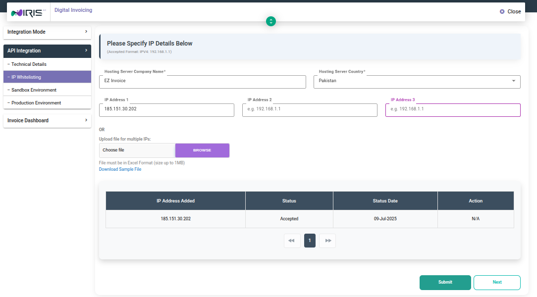 FBR Digital Invoicing IP Whitelisting - ezinvoice.pk